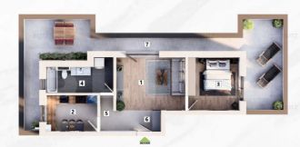 Apartament de 3 camere, Penthouse, loc de parcare Inclus/tva inclus. Terasa 41mp