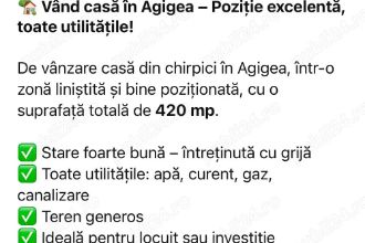 Casa Agigea,420 m ,centru .