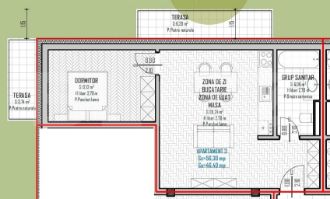 Apartament cu 2 camere semidecomandat in Baciu