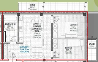 Apartament cu 2 camere semidecomandat in Baciu