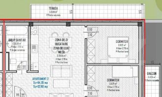Apartament 2 camere, 53mp, bloc nou, zona Regal, Baciu
