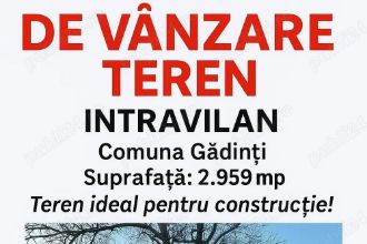 De vanzare Teren intravilan, suprafata 2959 mp, Pret 25.000 euro