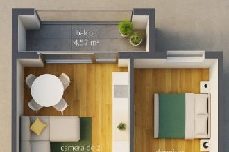 Apartament cu 2 camere semidecomandat in Ampoi 3