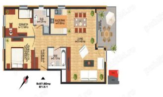 Vand apartament cu 3 camere, 89,55 mp utili, in Residenz, Cartierul German in Chitila Ilfov