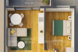 Apartament cu 2 camere etaj intermediar, bloc nou
