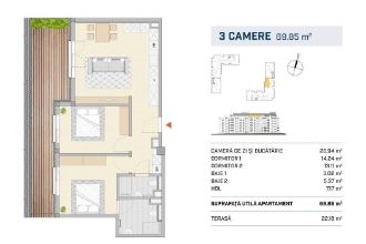 Apartament cu 3 camere semidecomandat in Horea
