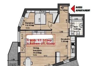 Apartament cu 2 camere semidecomandat in Iris