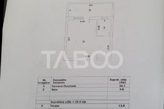 Studio de vanzare 36mp utili + terasa 13 mp constructie noua