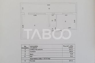 Apartament 2 camere decomandat 47 mp utili + terasa 27 mp no