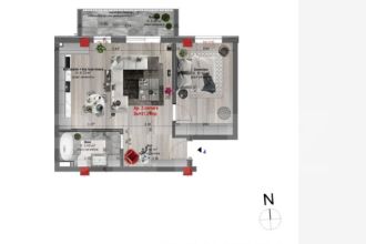 Apartament cu 2 camere semidecomandat, mobilat in Floresti