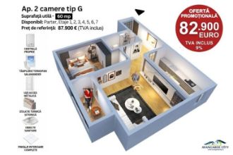 Apartament cu 2 camere decomandat in Militari