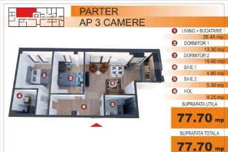 Apartament cu 3 camere in Ultracentral