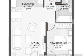 Apartament cu 2 camere, 44,87 mp, zona exclusivista Centrala