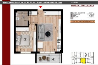 Apartament cu 2 camere semidecomandat in Berceni