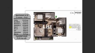 Apartament de vanzare, Decomandat, Etaj 1, 3 Camere, 75.95 m2