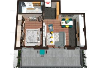 Apartament de 2 camere, 52 mp, terasa 23 mp, Finisat, Zona Teilor