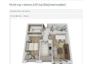 Apartament cu 2 camere decomandat in Floresti