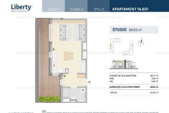 Studio cu terasa, disponibil in proiectul Liberty Residential