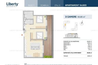 Apartament 3 camere cu terasa, Liberty Residential!
