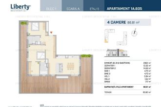 Apartament 4 camere cu terasa, Liberty Residential!