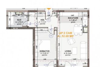 Apartament cu 2 camere semidecomandat, mobilat in Floresti