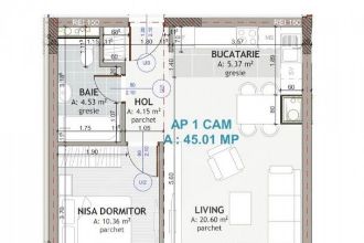 Apartament cu 2 camere semidecomandat, mobilat in Floresti