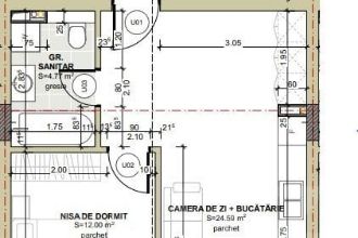 Apartament cu 2 camere semidecomandat, mobilat in Floresti