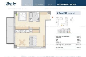 Apartament 2 camere cu balcon generos, Liberty Residential!