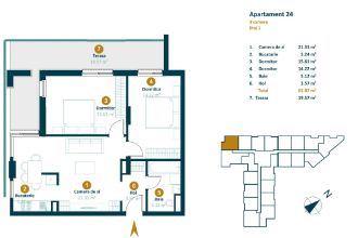 Apartament cu 3 camere semidecomandat in Intre Lacuri