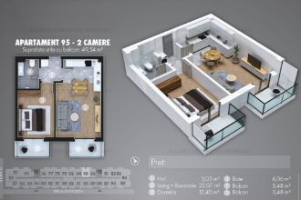 Apartament 2 Camere finalizat Biruintei 87