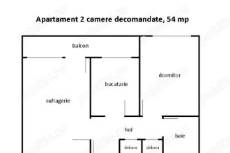 Liber, apartament 2 camere decomandat, 54 mp, zona Tatarasi