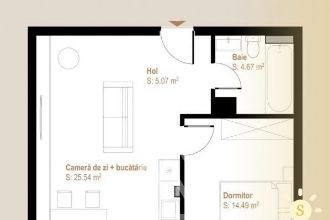 Apartament cu 2 camere semidecomandat in Floresti