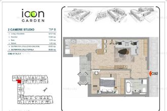 Apartament 2 camere - ansamblul ICON STUDIOS