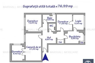 Apartament cu 4 camere decomandat in Republicii