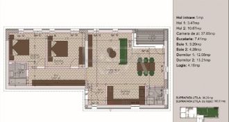 Apartament cu 3 camere semidecomandat in Timpuri Noi