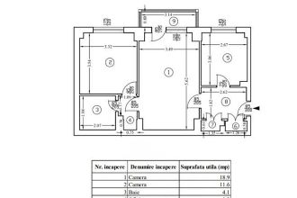 Apartament cu 2 camere semidecomandat in Basarabia