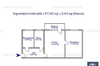 Apartament cu 2 camere nedecomandat in Malu Rosu