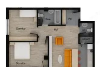 Apartament de 3 camere, 64,24 mp utili, 12,80 balcon, Muzeul Apei