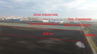 Teren intravilan 5,5 ha industrial deschidere 150 ml soseaua Constantei